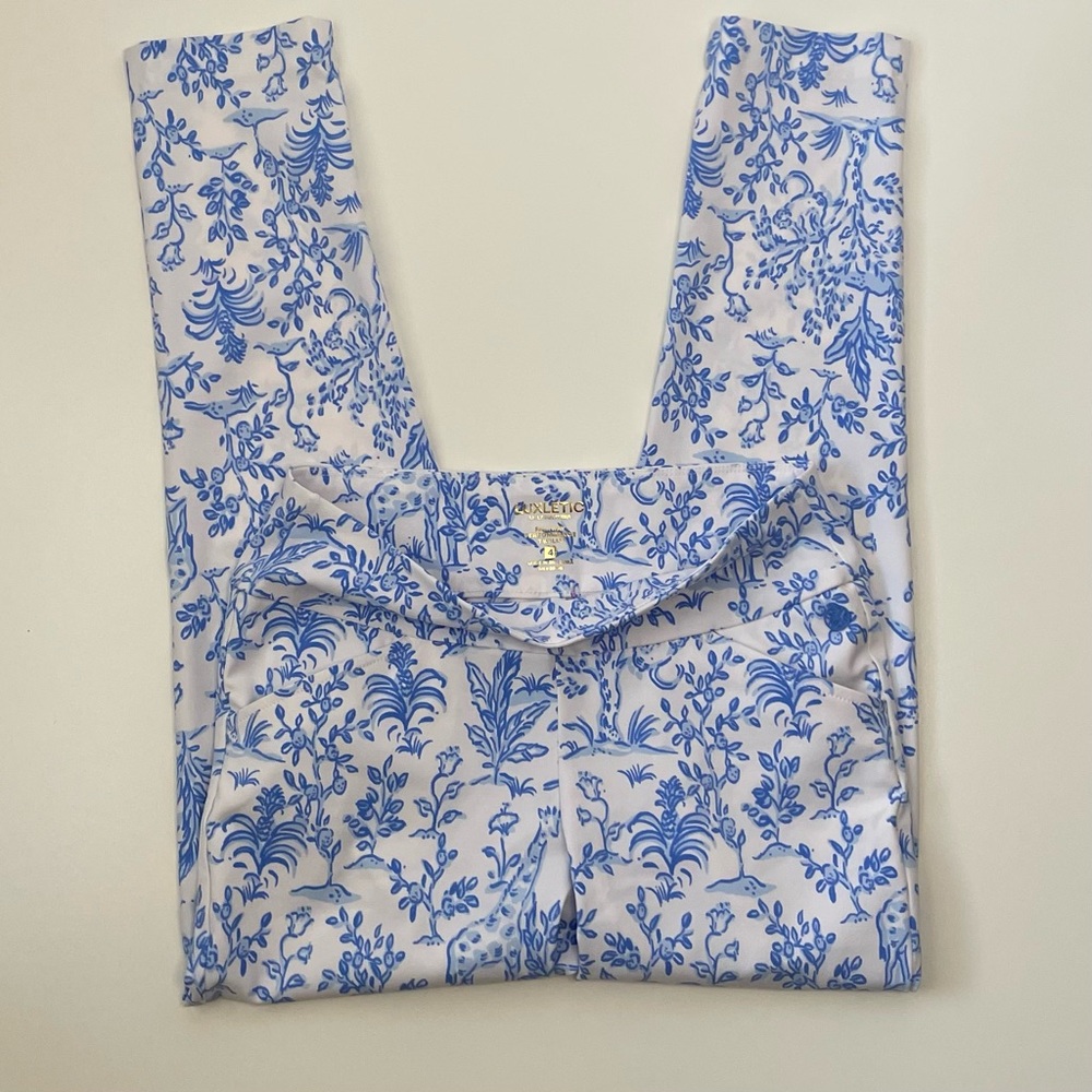 Lilly Pulitzer Luxletic Corso Pants Resort White Tall Tales Golf Athleisure Sz 4 - Picture 10 of 16